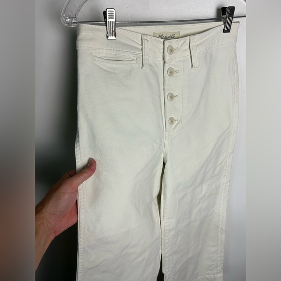 Madewell Size 25 Wide Leg Button Fly Denim Jeans Tan Off White Old Money - Picture 4 of 14